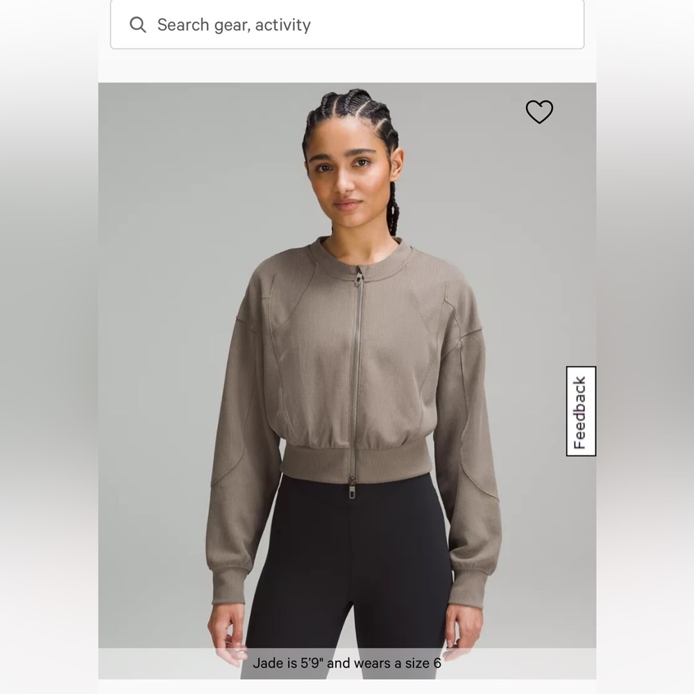 lululemon ribbed softstream cropped jacket in 4 NOMD